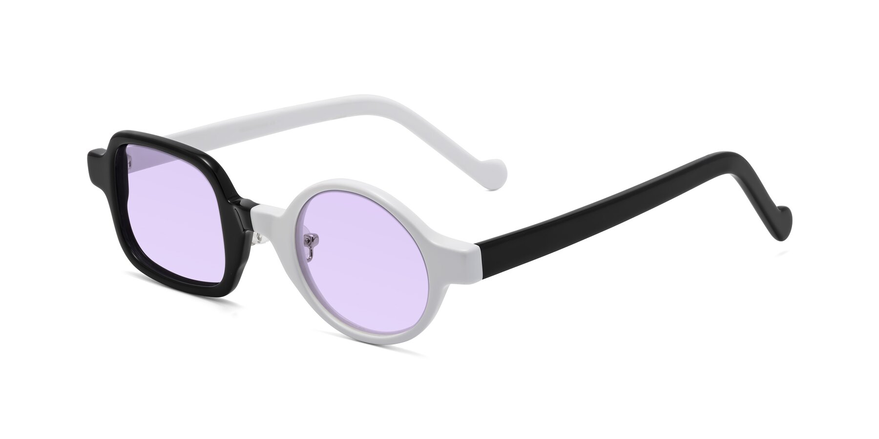 Angle of Singer in Black-White with Light Purple Tinted Lenses