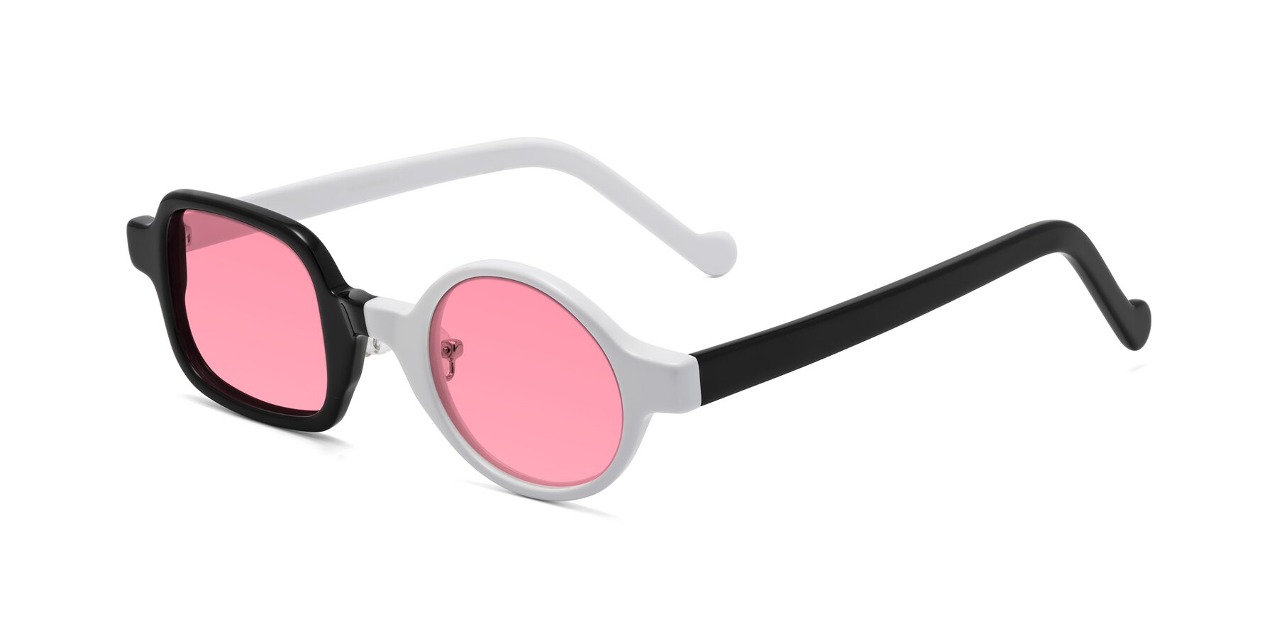 Angle of Singer in Black-White with Pink Tinted Lenses