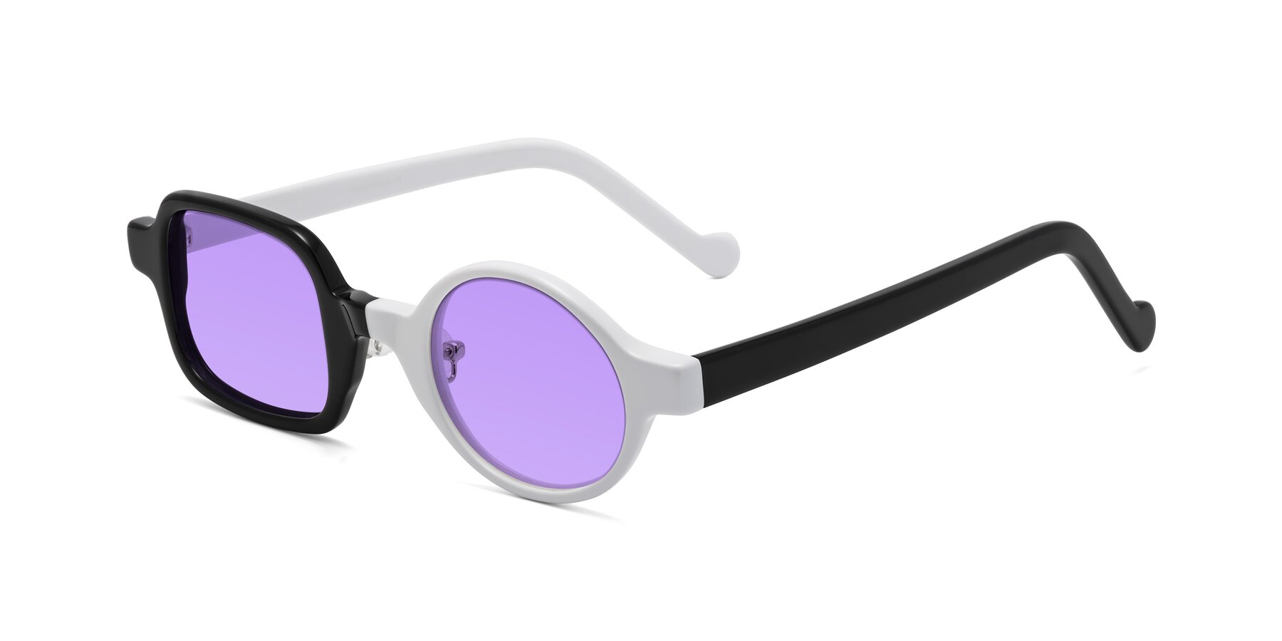 Angle of Singer in Black-White with Medium Purple Tinted Lenses