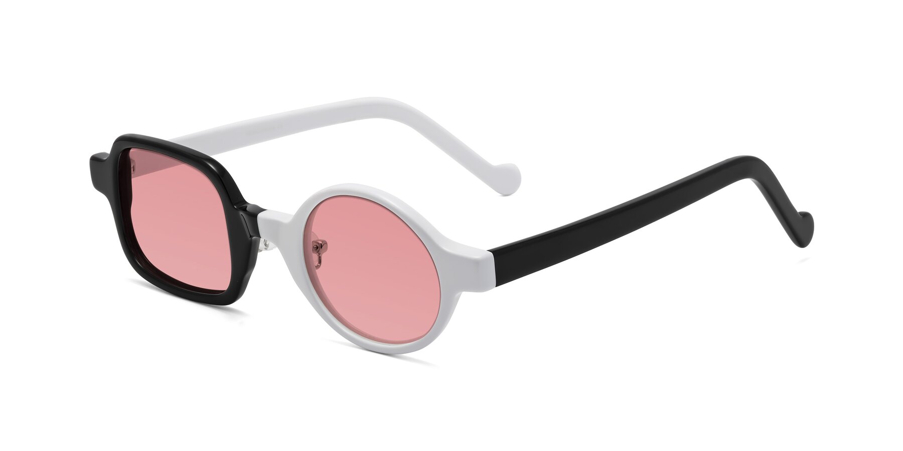 Angle of Singer in Black/White with Medium Garnet Tinted Lenses