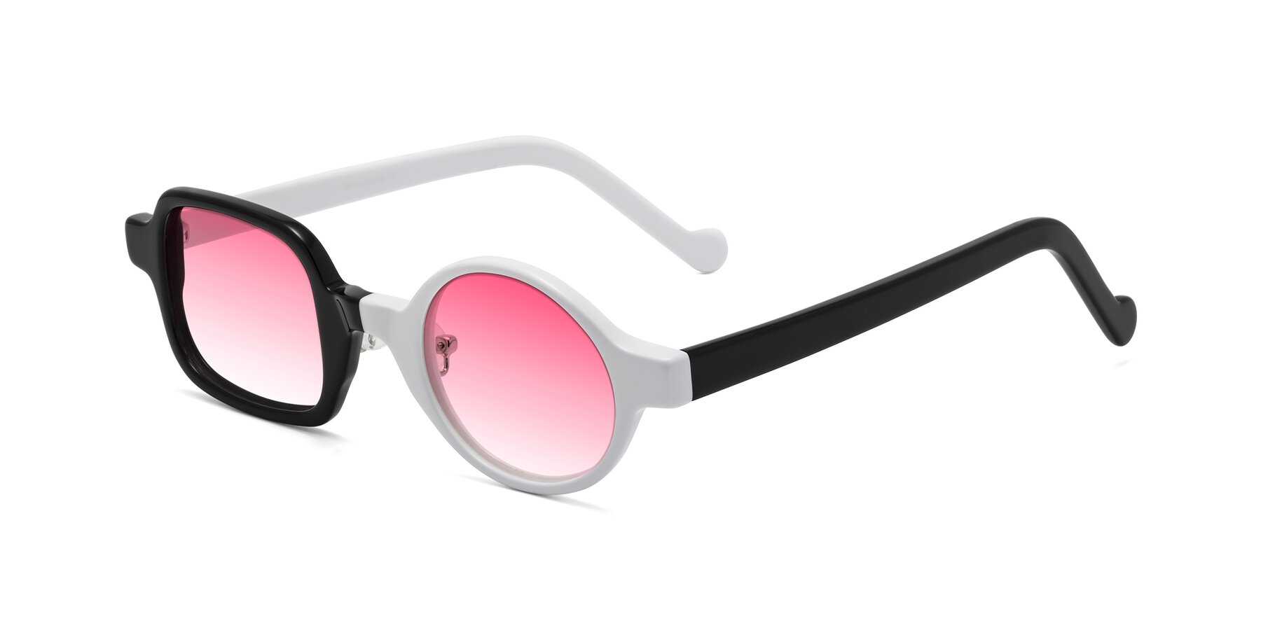 Angle of Singer in Black-White with Pink Gradient Lenses