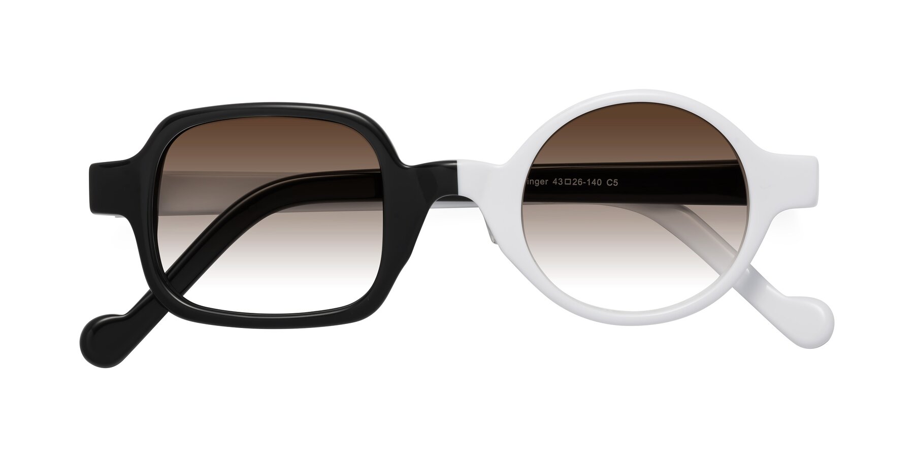 Folded Front of Singer in Black/White with Brown Gradient Lenses