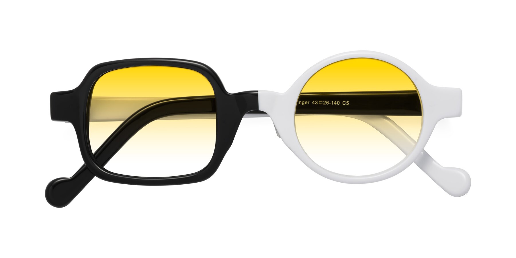 Folded Front of Singer in Black-White with Yellow Gradient Lenses