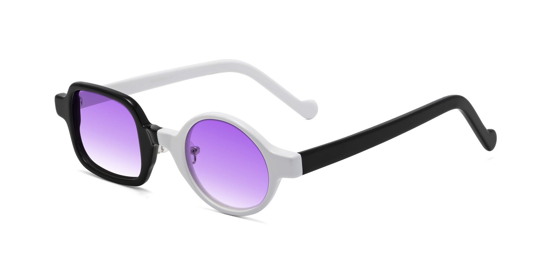 Angle of Singer in Black/White with Purple Gradient Lenses