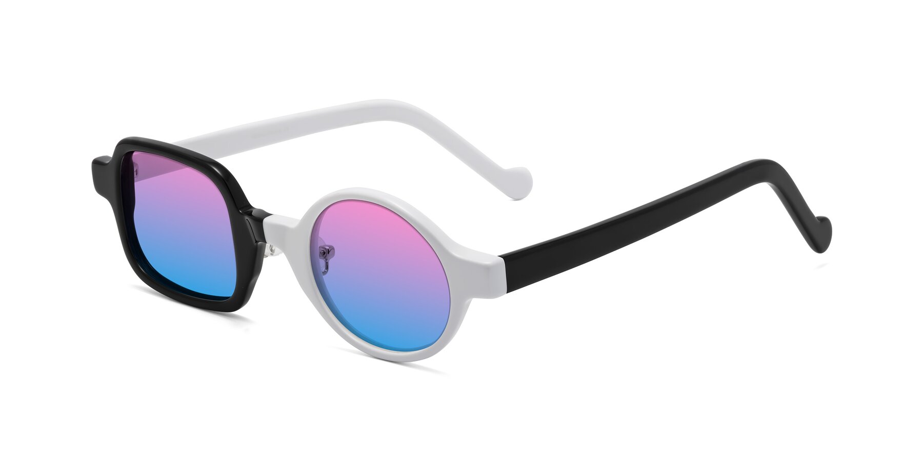 Angle of Singer in Black-White with Pink / Blue Gradient Lenses