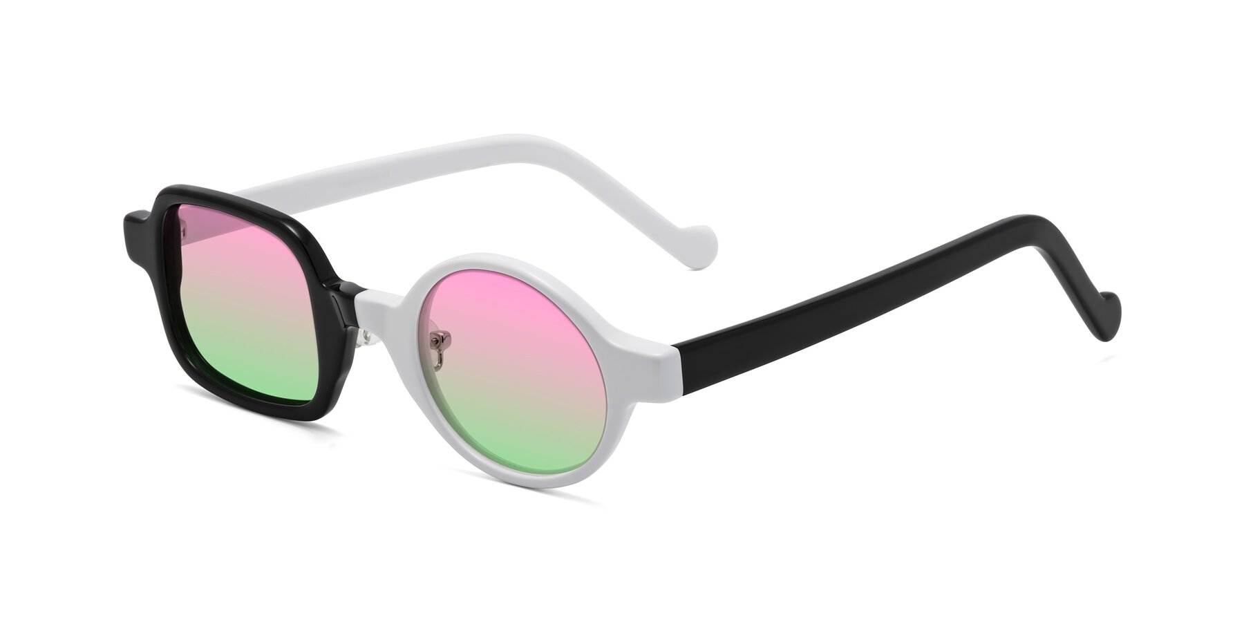 Angle of Singer in Black-White with Pink / Green Gradient Lenses