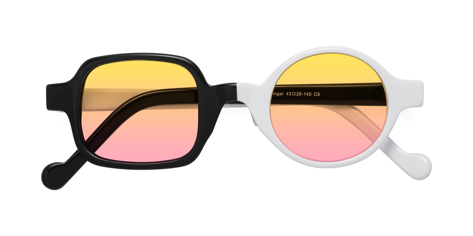 Folded Front of Singer in Black-White with Yellow / Pink Gradient Lenses