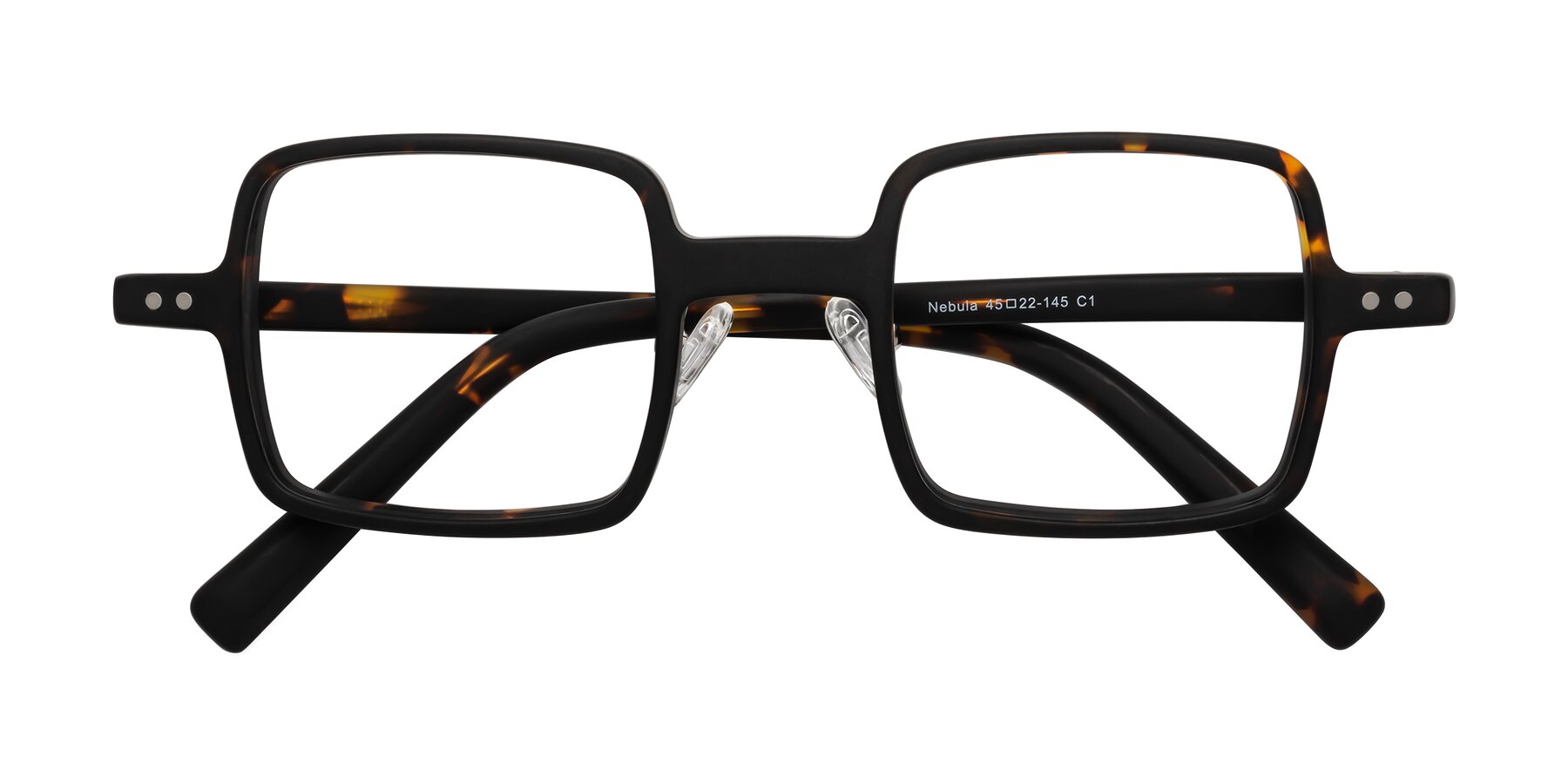 Folded Front of Nebula in Matte Tortoise with Clear Eyeglass Lenses