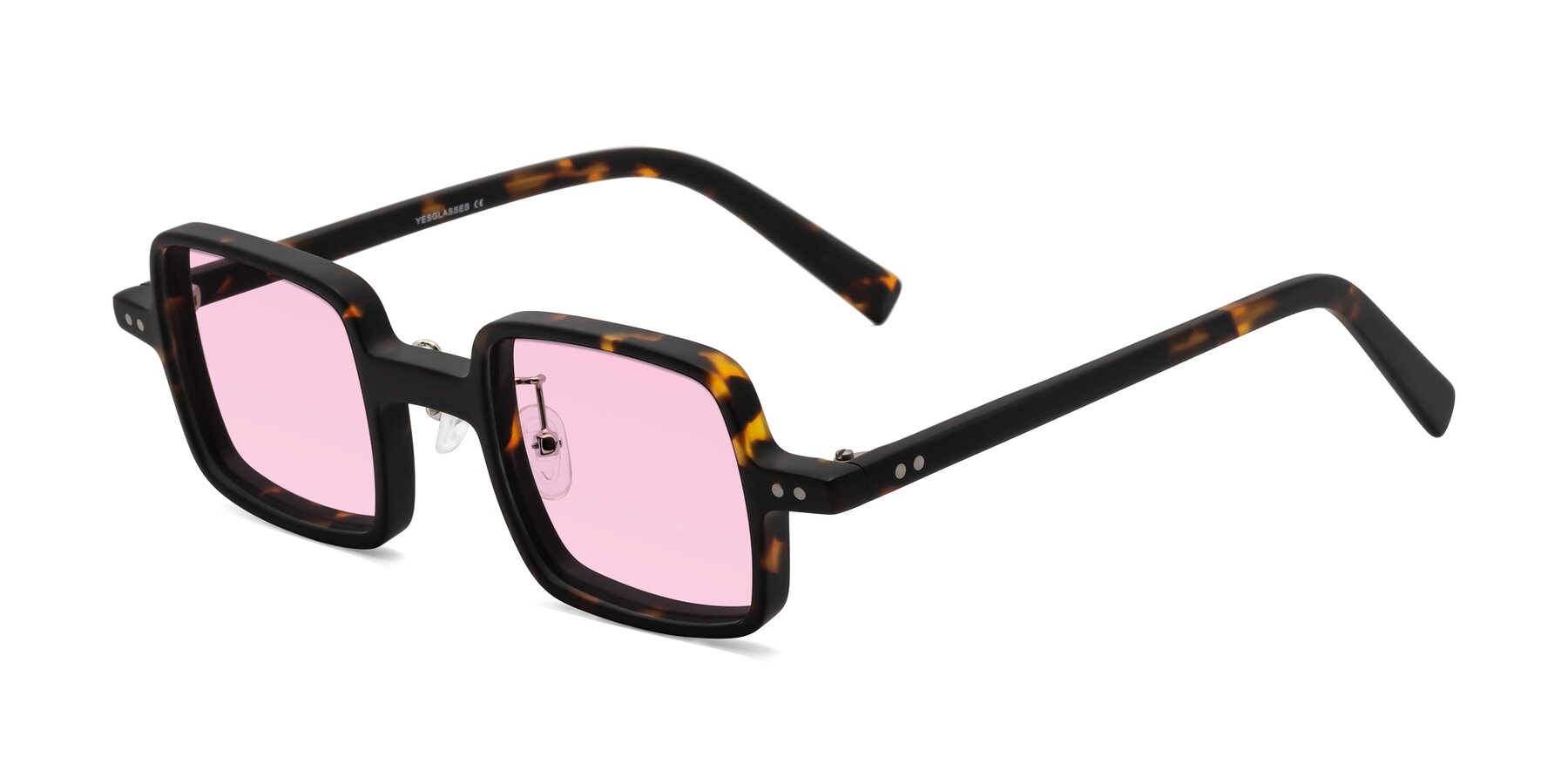 Angle of Nebula in Matte Tortoise with Light Pink Tinted Lenses