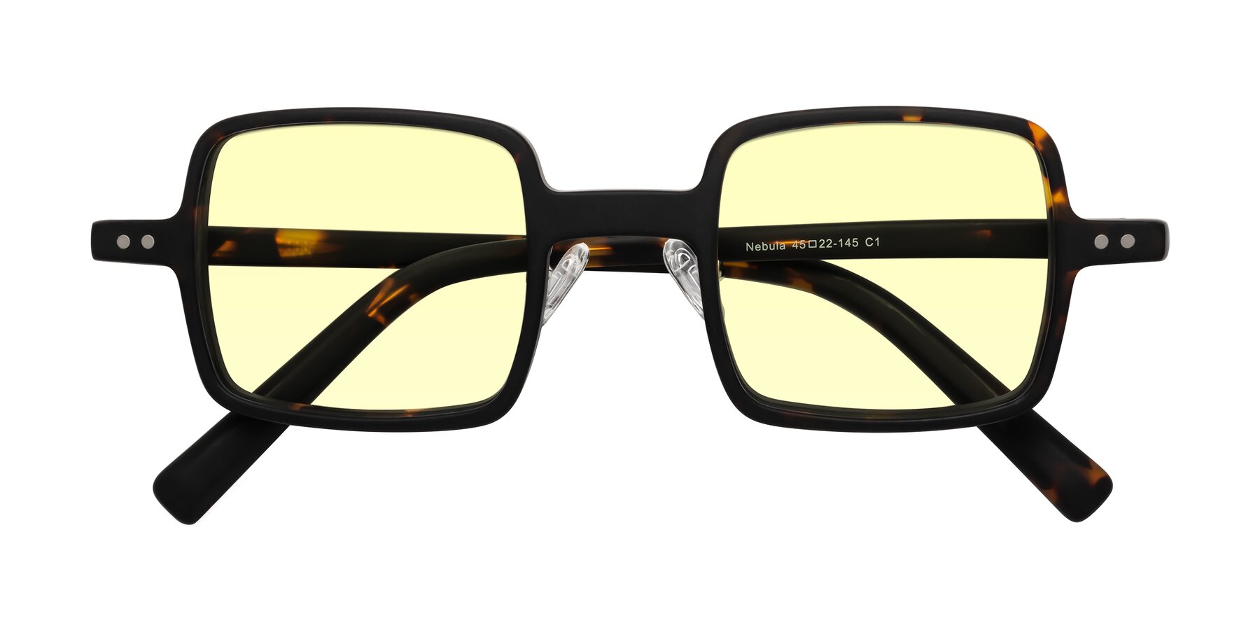 Folded Front of Nebula in Matte Tortoise with Light Yellow Tinted Lenses