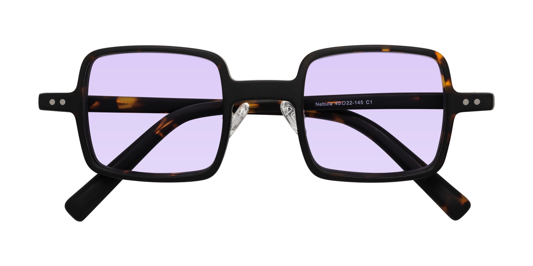 Folded Front of Nebula in Matte Tortoise with Light Purple Tinted Lenses