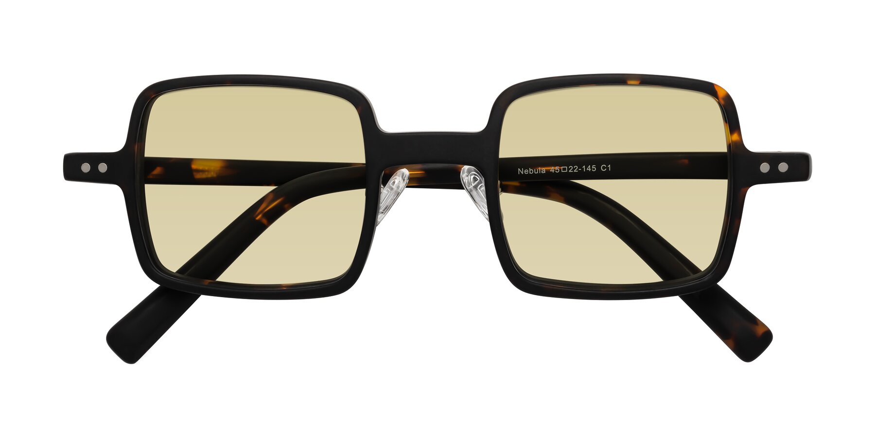 Folded Front of Nebula in Matte Tortoise with Light Champagne Tinted Lenses