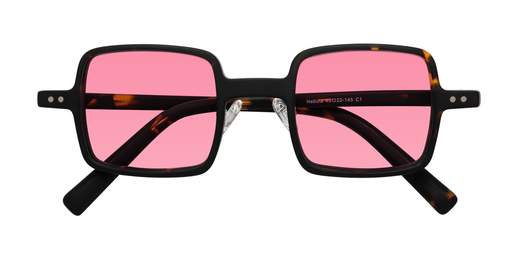 Folded Front of Nebula in Matte Tortoise with Pink Tinted Lenses