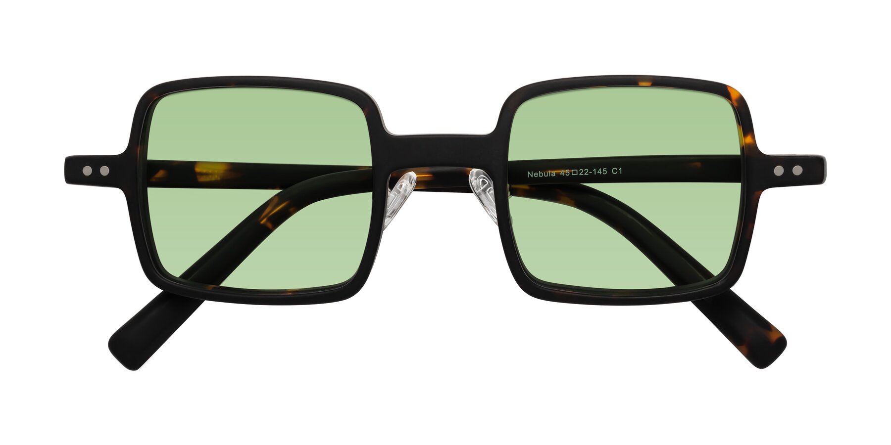 Folded Front of Nebula in Matte Tortoise with Medium Green Tinted Lenses