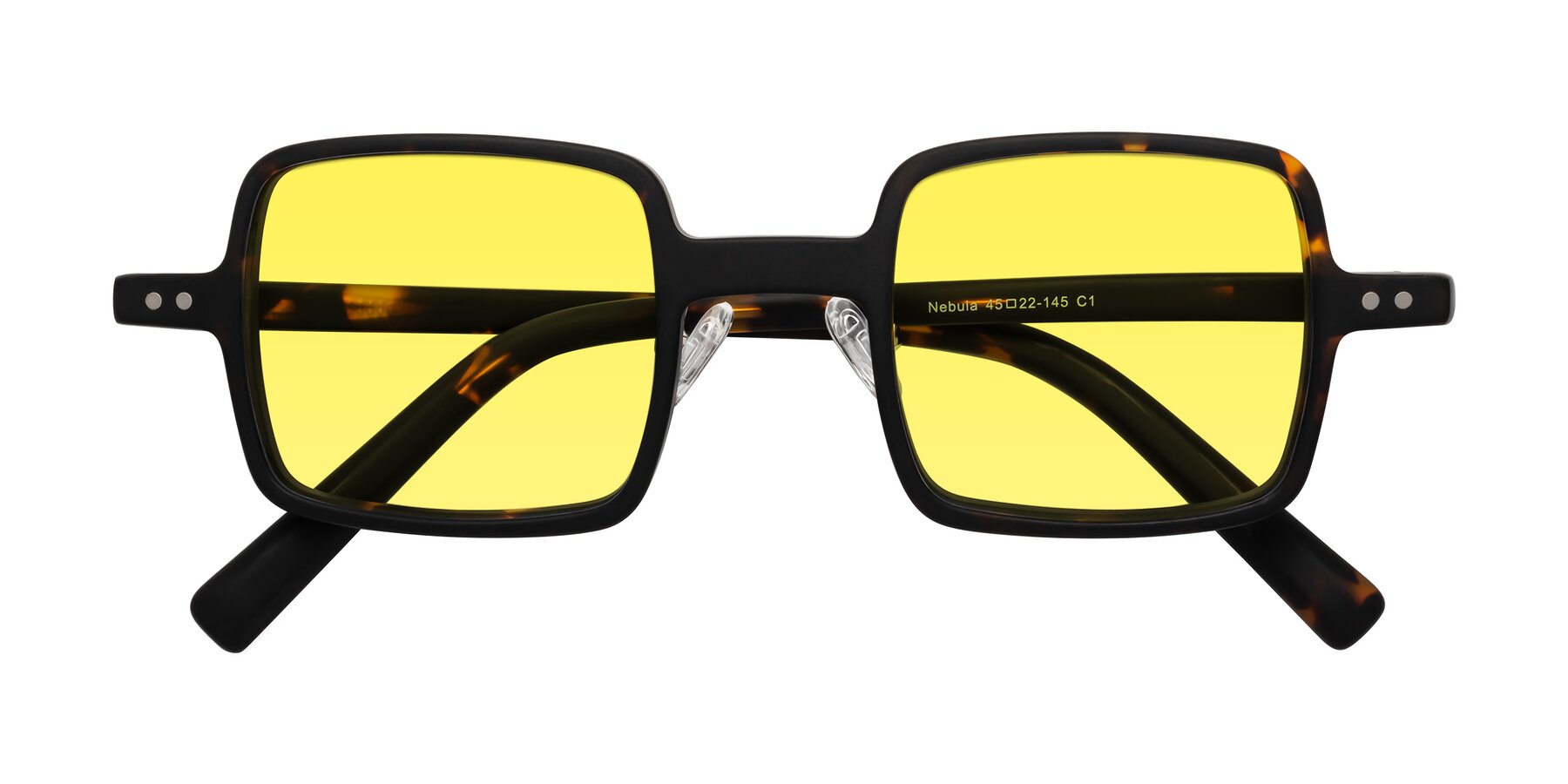 Folded Front of Nebula in Matte Tortoise with Medium Yellow Tinted Lenses