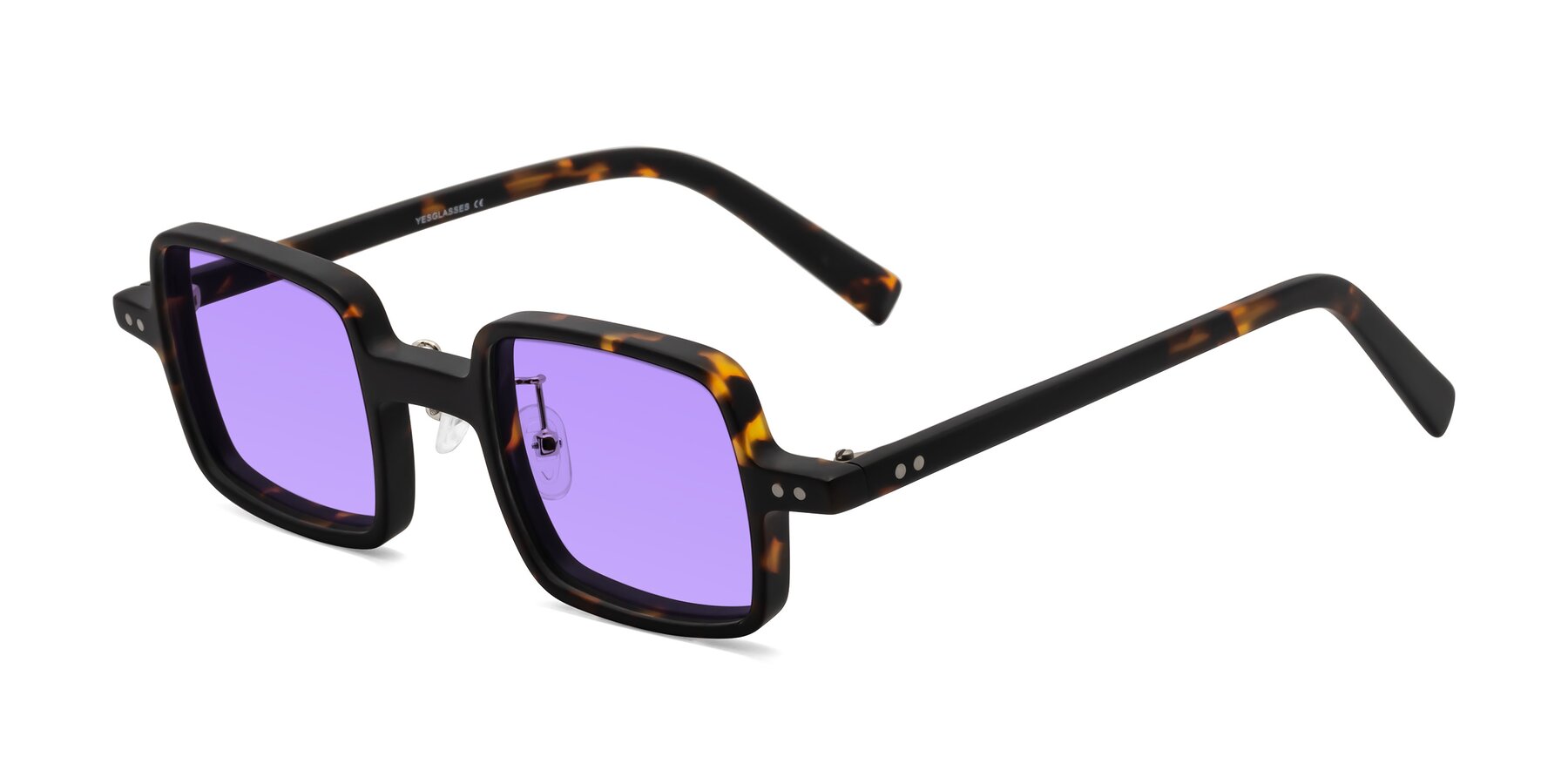 Angle of Nebula in Matte Tortoise with Medium Purple Tinted Lenses