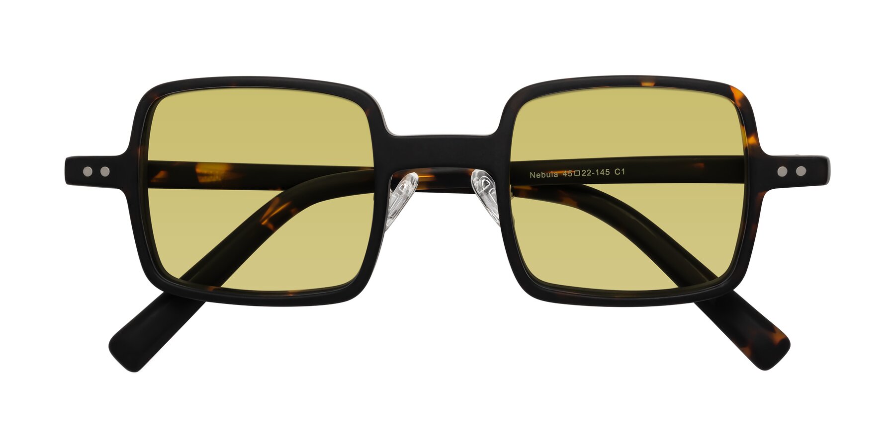 Folded Front of Nebula in Matte Tortoise with Medium Champagne Tinted Lenses