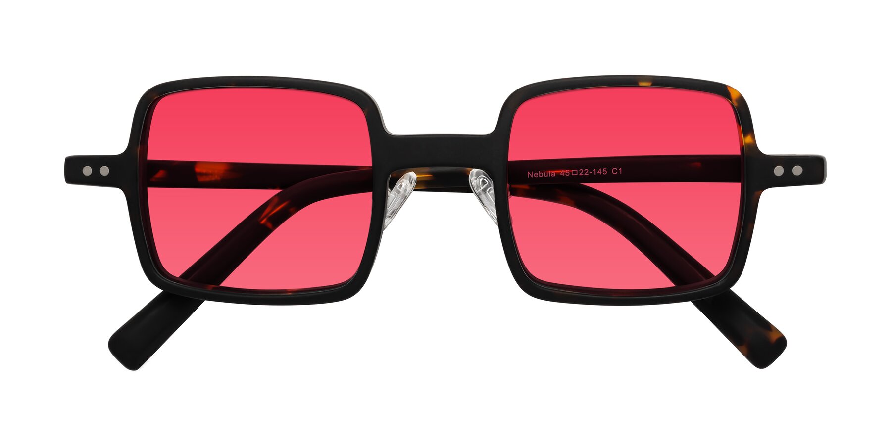 Folded Front of Nebula in Matte Tortoise with Red Tinted Lenses