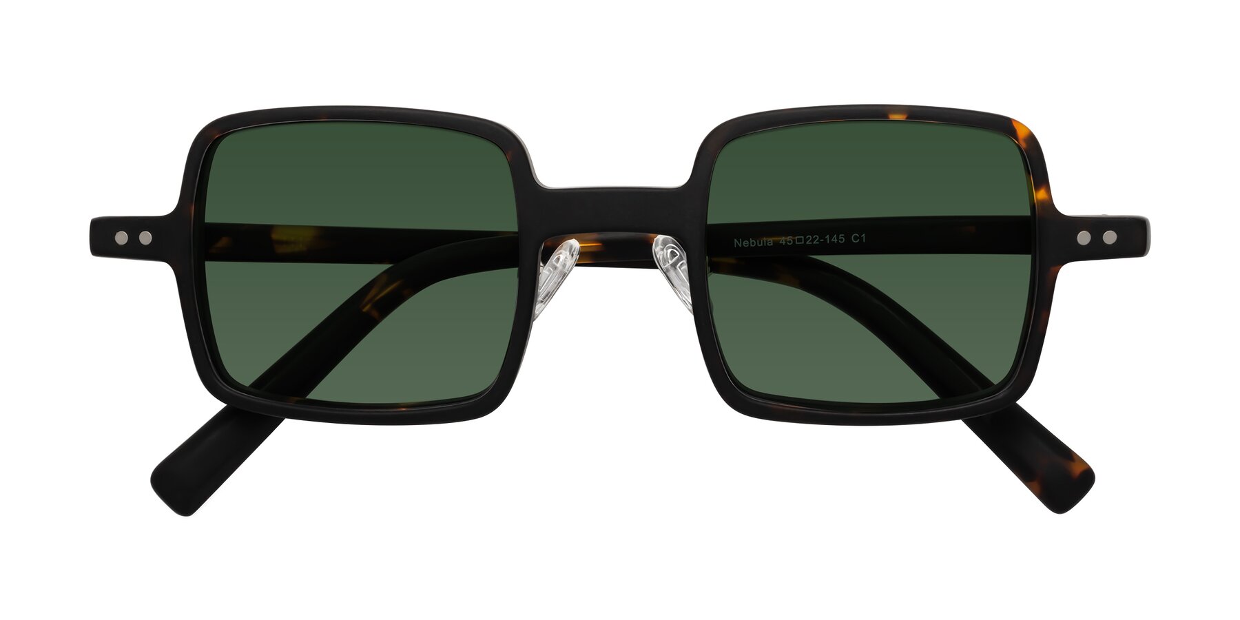 Folded Front of Nebula in Matte Tortoise with Green Tinted Lenses