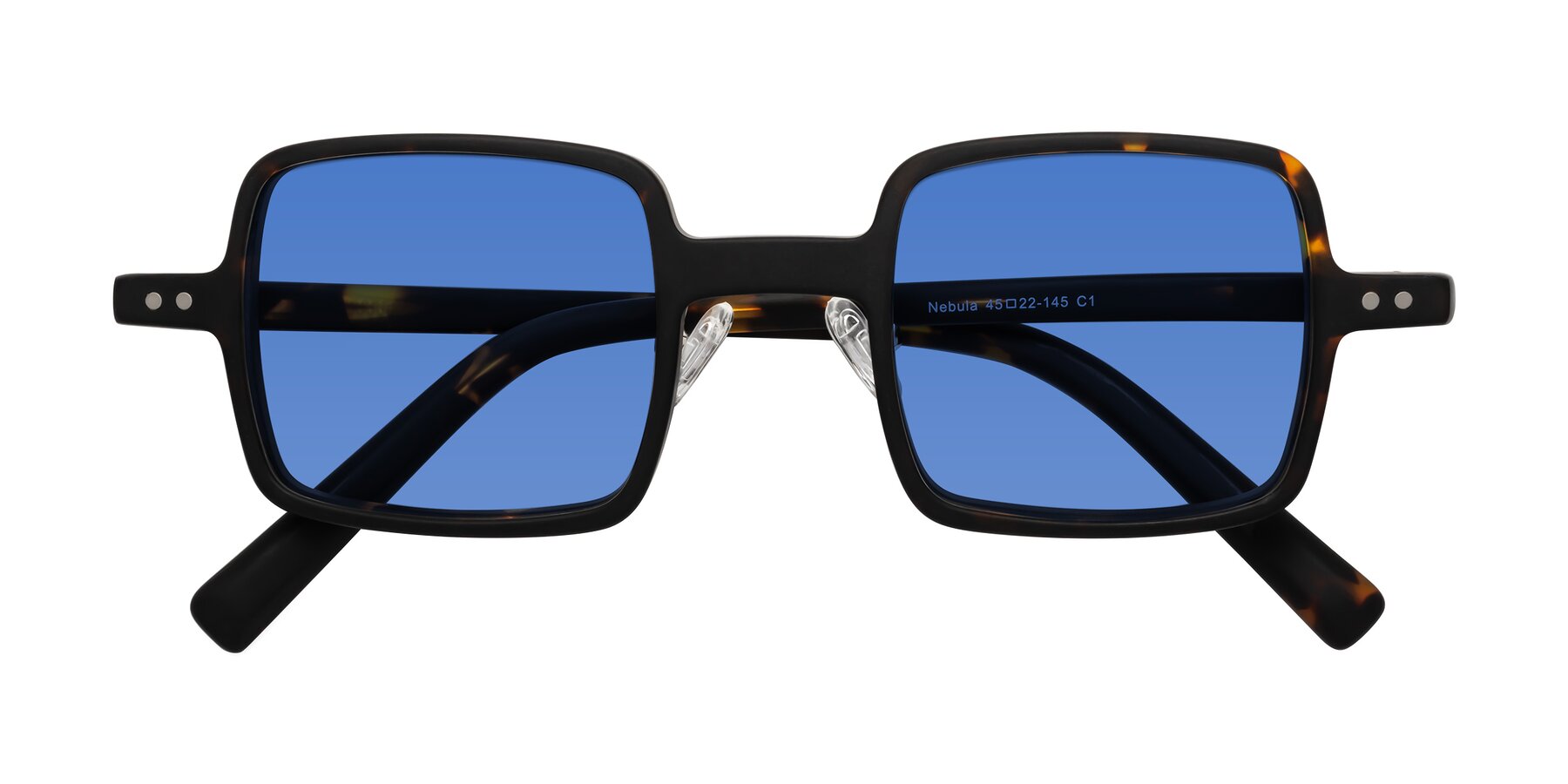 Folded Front of Nebula in Matte Tortoise with Blue Tinted Lenses