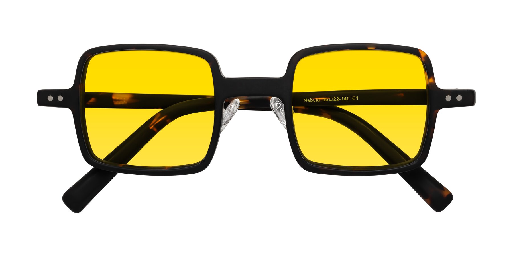 Folded Front of Nebula in Matte Tortoise with Yellow Tinted Lenses