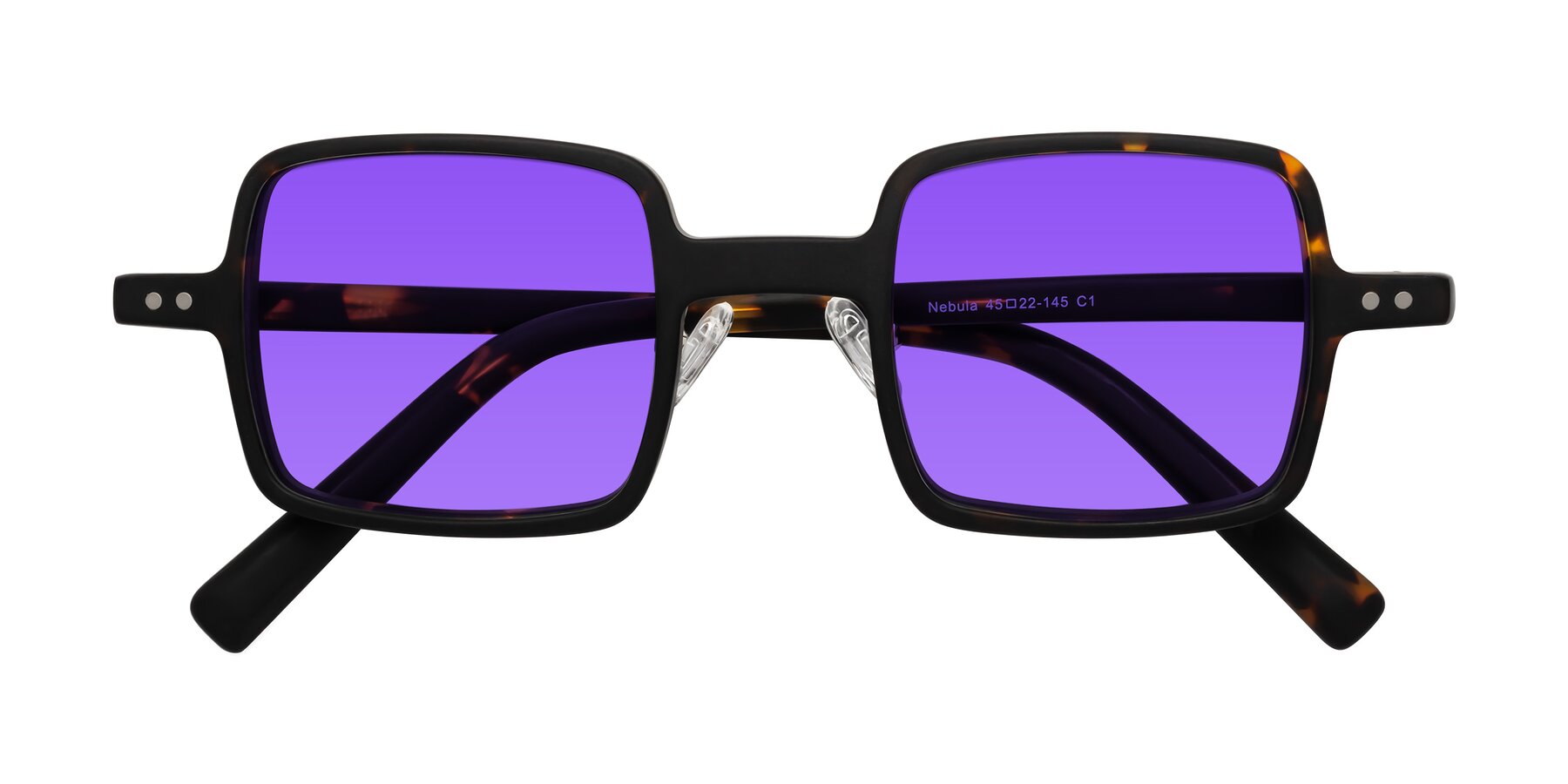 Folded Front of Nebula in Matte Tortoise with Purple Tinted Lenses