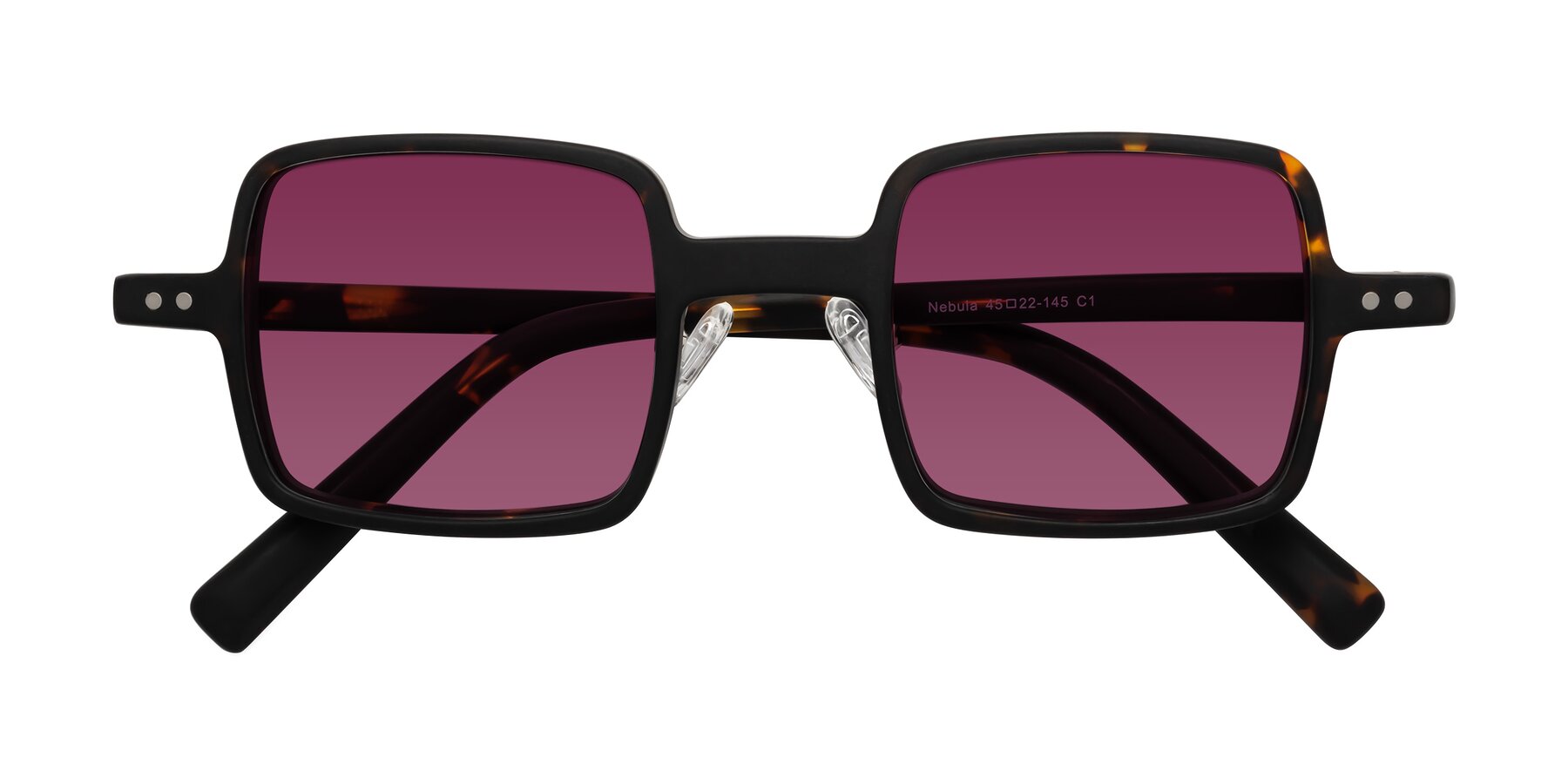 Folded Front of Nebula in Matte Tortoise with Wine Tinted Lenses