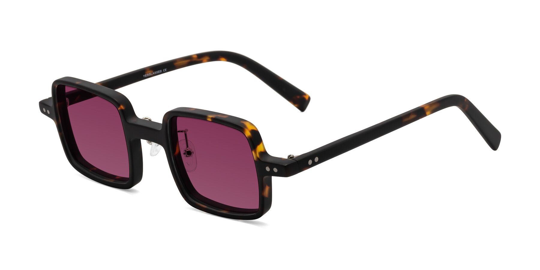 Angle of Nebula in Matte Tortoise with Wine Tinted Lenses