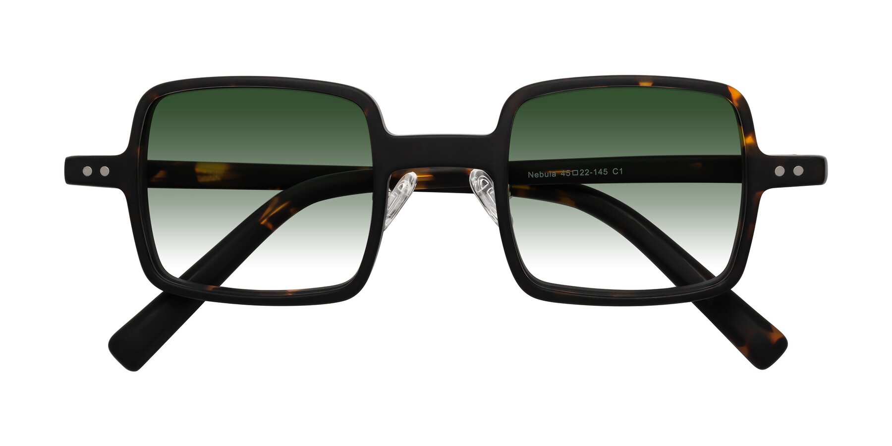 Folded Front of Nebula in Matte Tortoise with Green Gradient Lenses