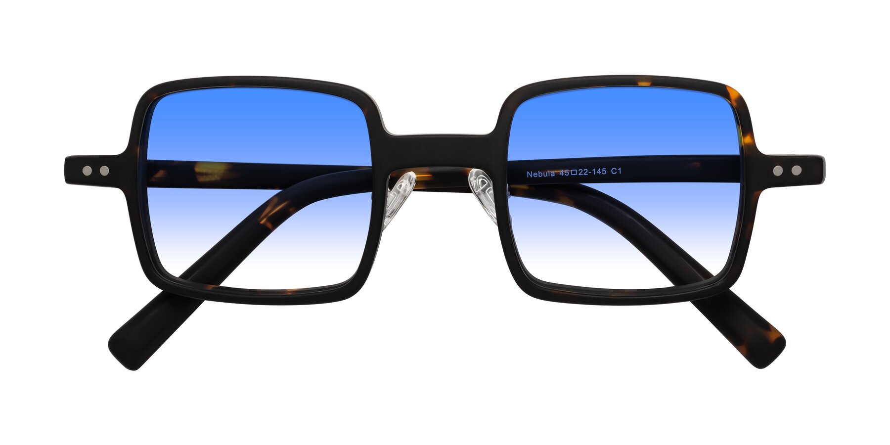 Folded Front of Nebula in Matte Tortoise with Blue Gradient Lenses