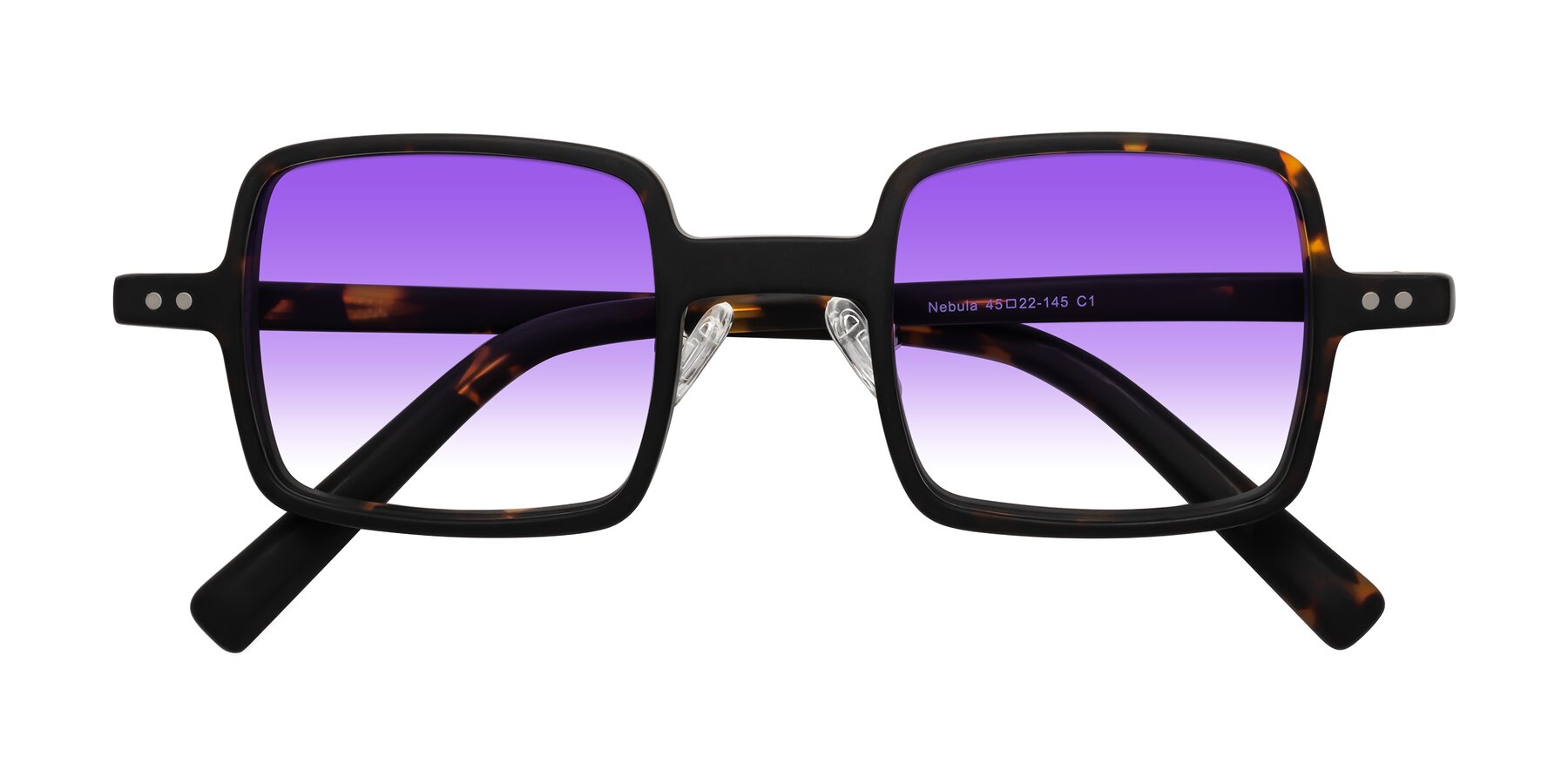 Folded Front of Nebula in Matte Tortoise with Purple Gradient Lenses