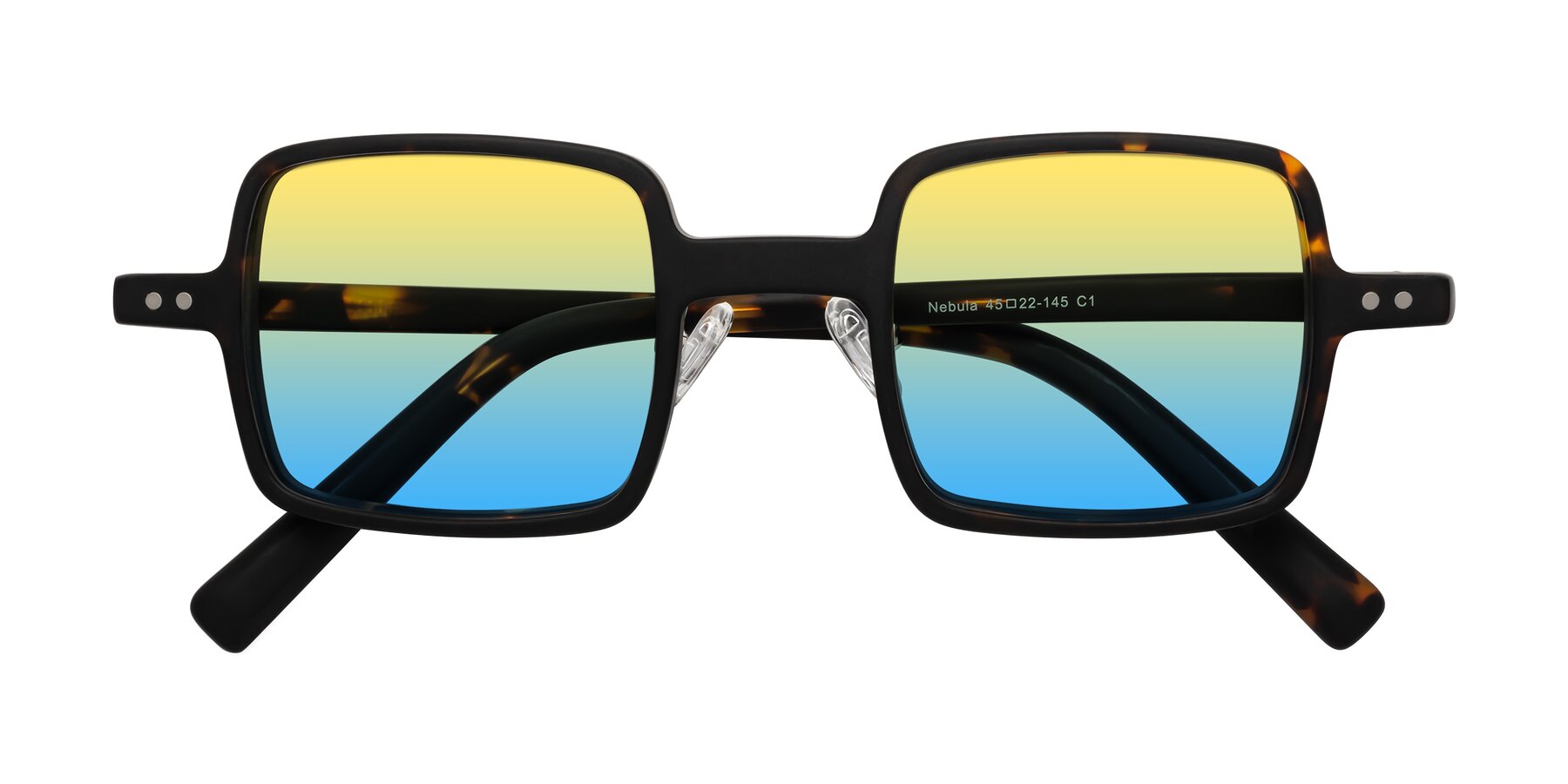 Folded Front of Nebula in Matte Tortoise with Yellow / Blue Gradient Lenses