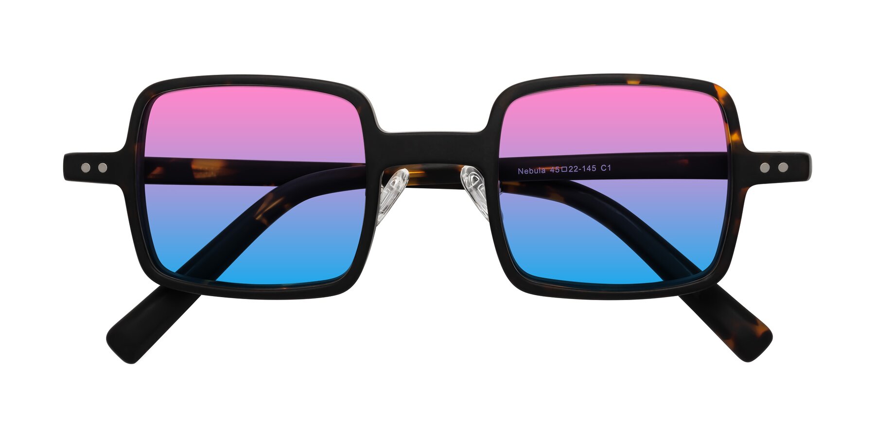 Folded Front of Nebula in Matte Tortoise with Pink / Blue Gradient Lenses