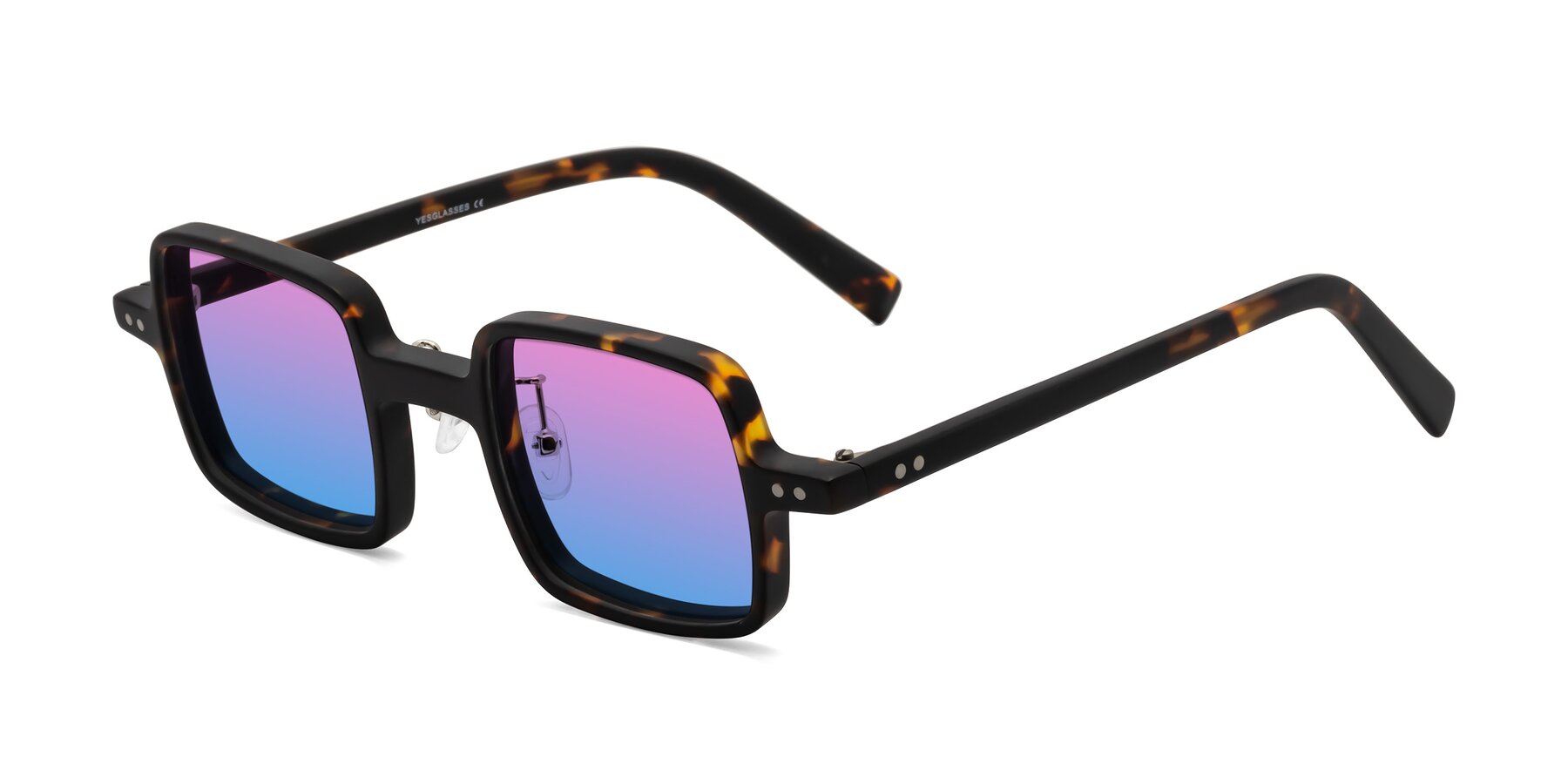 Angle of Nebula in Matte Tortoise with Pink / Blue Gradient Lenses