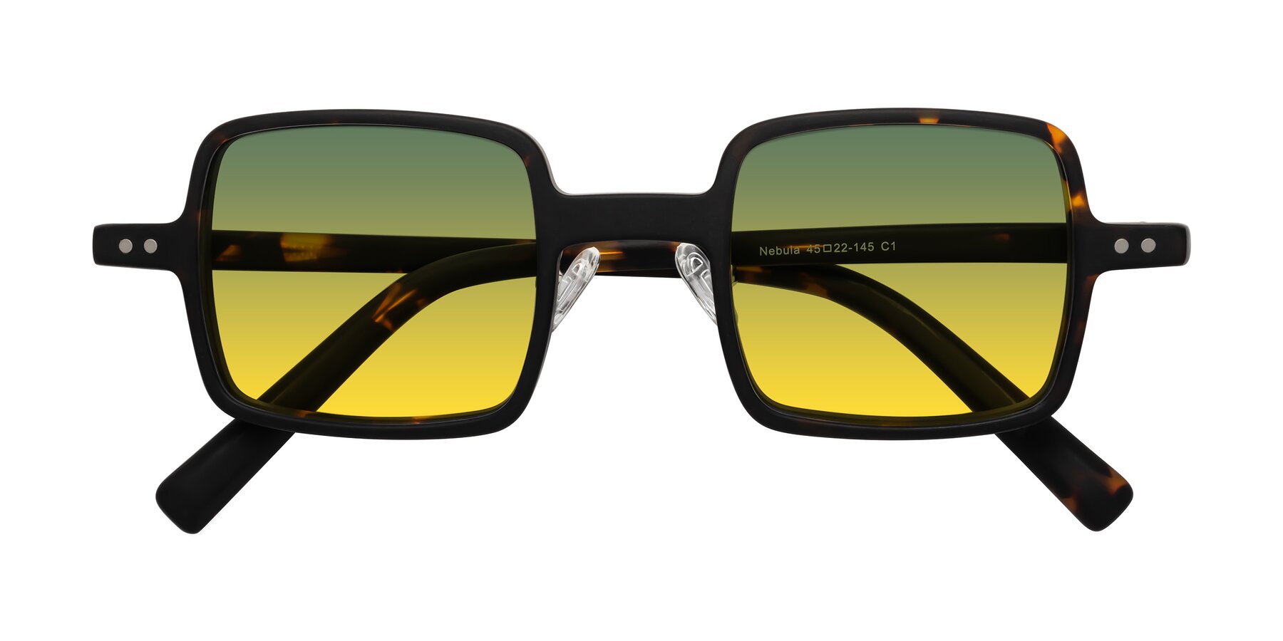 Folded Front of Nebula in Matte Tortoise with Green / Yellow Gradient Lenses