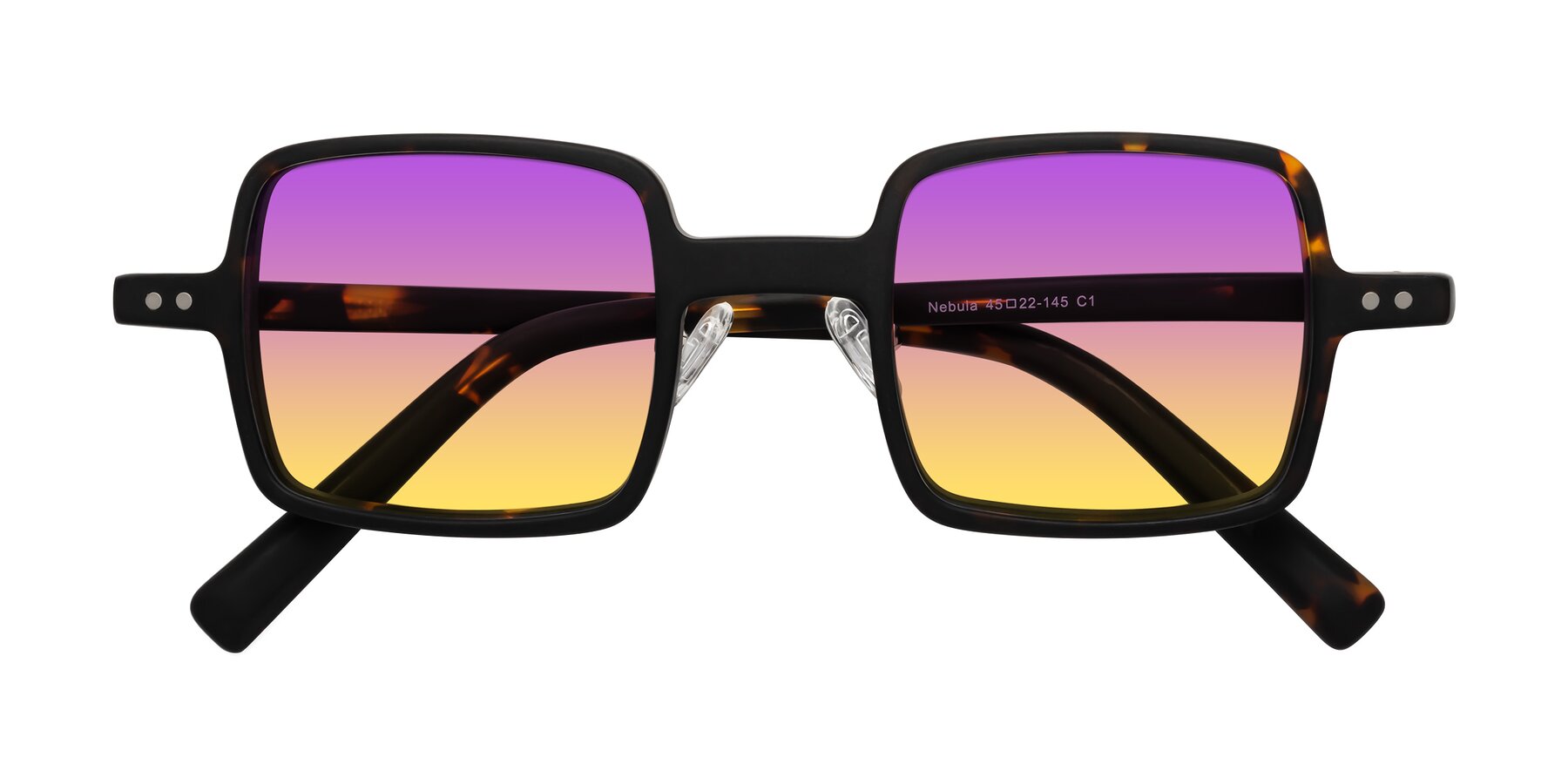 Folded Front of Nebula in Matte Tortoise with Purple / Yellow Gradient Lenses