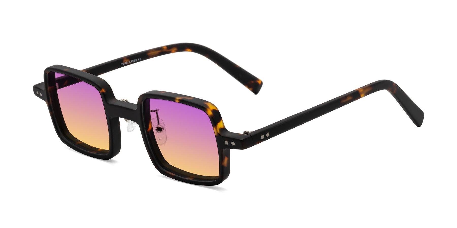 Angle of Nebula in Matte Tortoise with Purple / Yellow Gradient Lenses