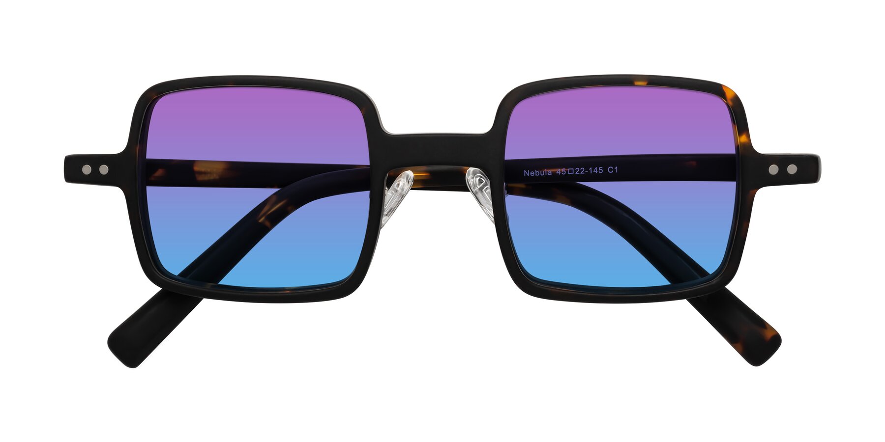 Folded Front of Nebula in Matte Tortoise with Purple / Blue Gradient Lenses