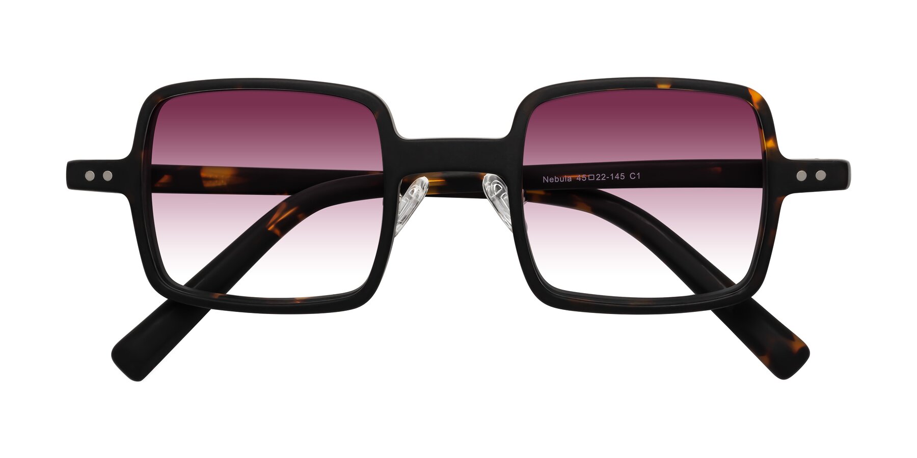 Folded Front of Nebula in Matte Tortoise with Wine Gradient Lenses