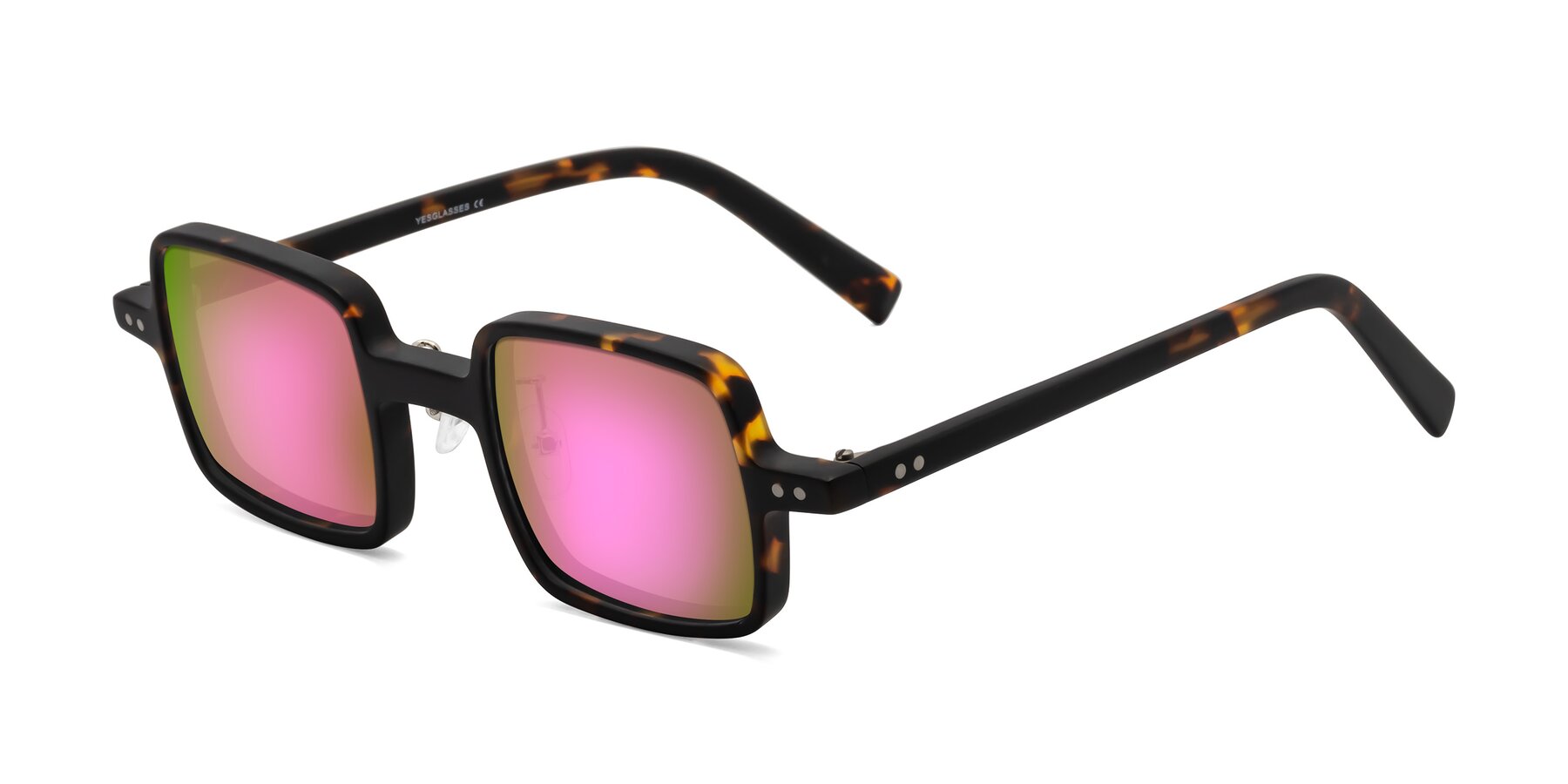 Angle of Nebula in Matte Tortoise with Pink Mirrored Lenses