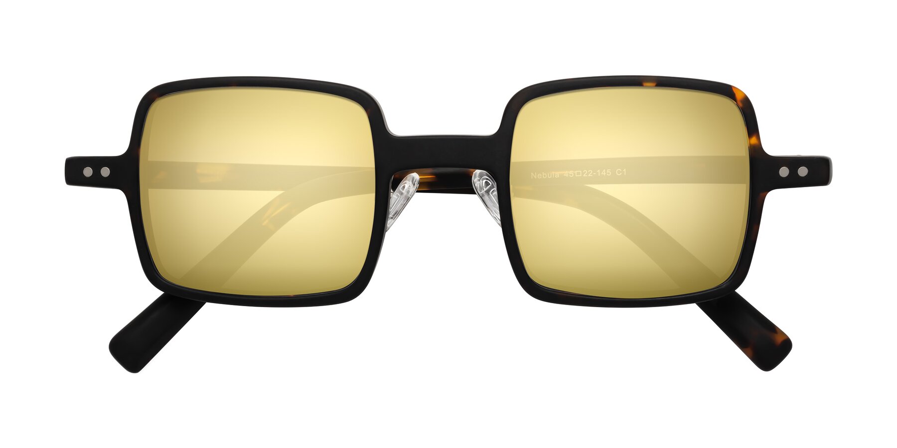 Folded Front of Nebula in Matte Tortoise with Gold Mirrored Lenses