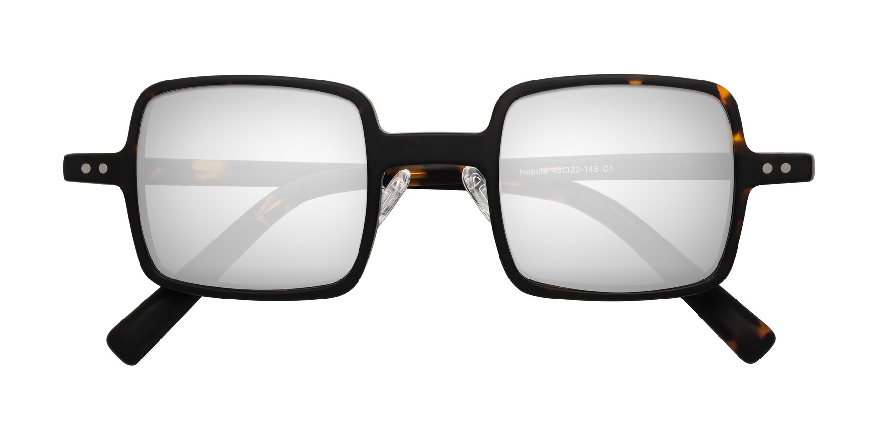 Folded Front of Nebula in Matte Tortoise with Silver Mirrored Lenses