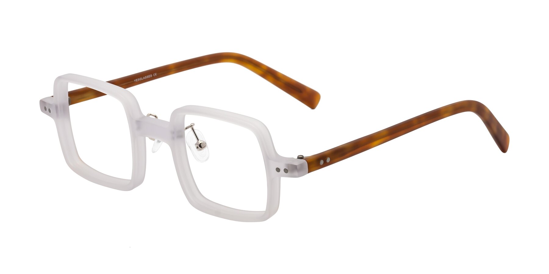 Angle of Nebula in Matte White with Clear Eyeglass Lenses