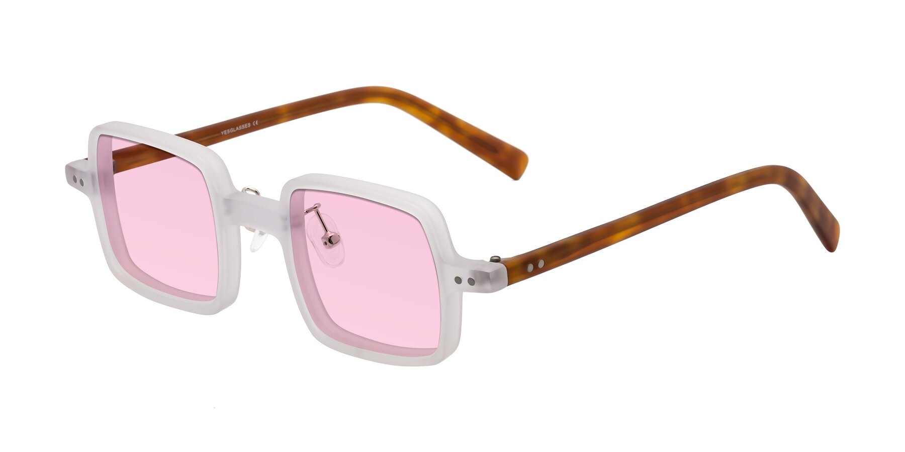 Angle of Nebula in Matte White with Light Pink Tinted Lenses