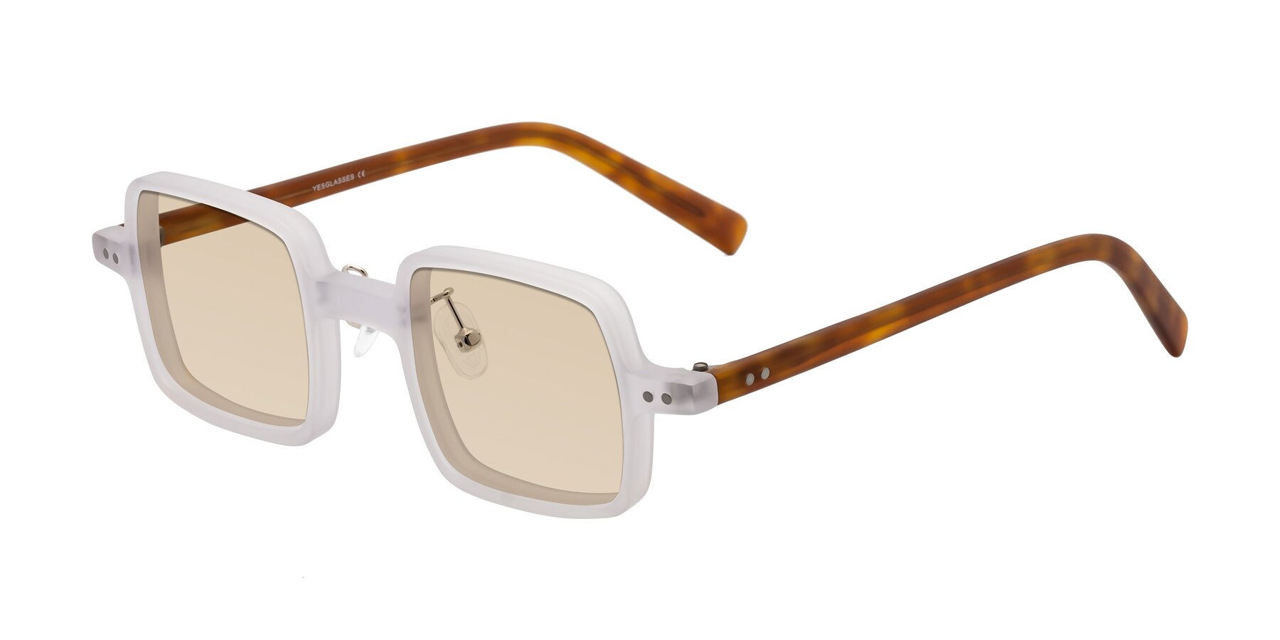 Angle of Nebula in Matte White with Light Brown Tinted Lenses