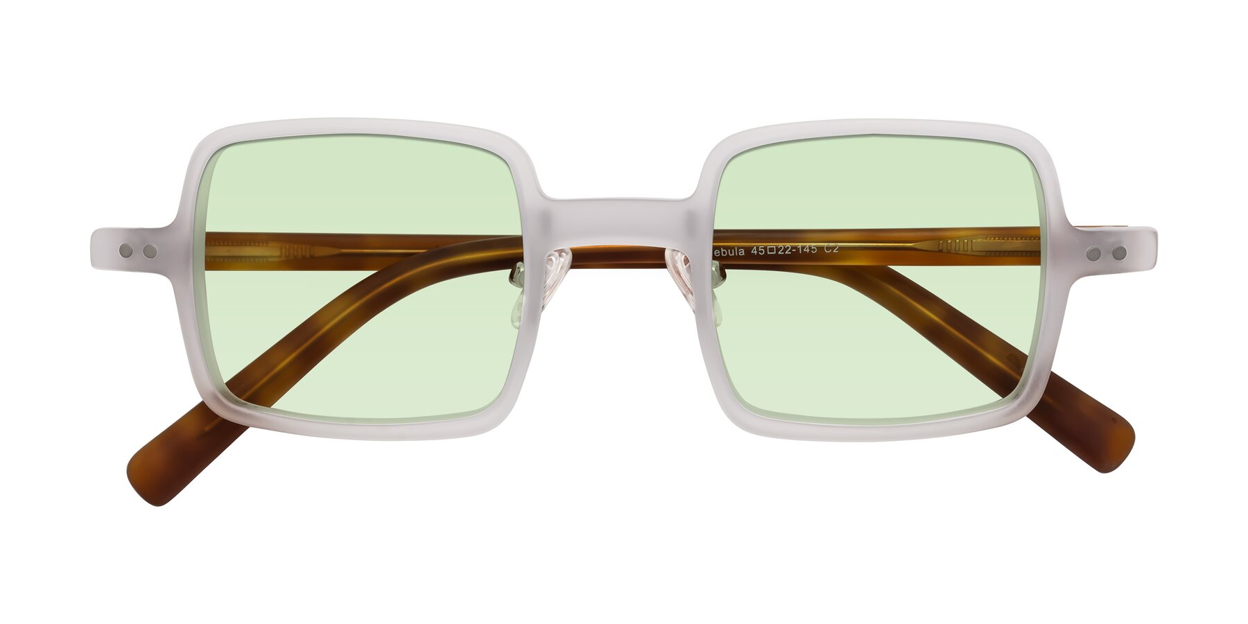 Folded Front of Nebula in Matte White with Light Green Tinted Lenses