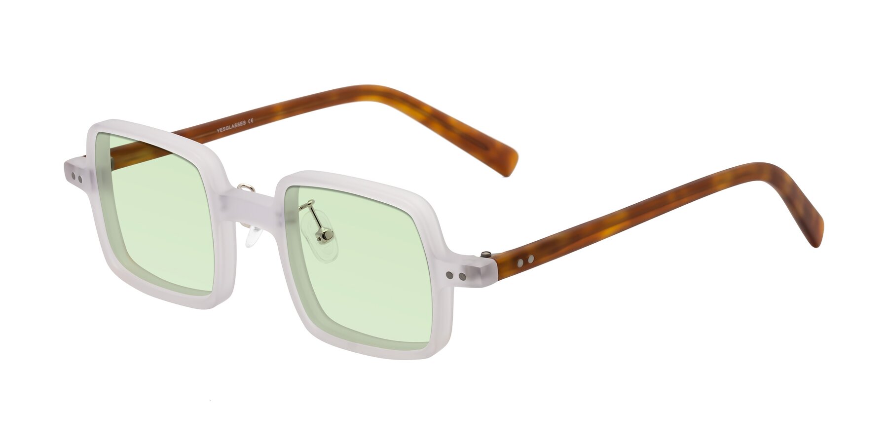 Angle of Nebula in Matte White with Light Green Tinted Lenses