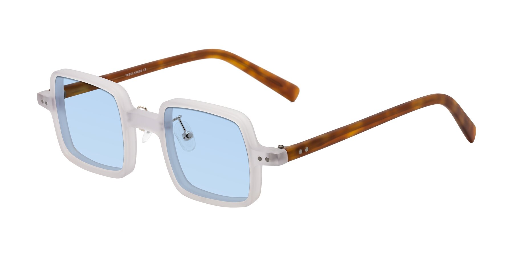 Angle of Nebula in Matte White with Light Blue Tinted Lenses