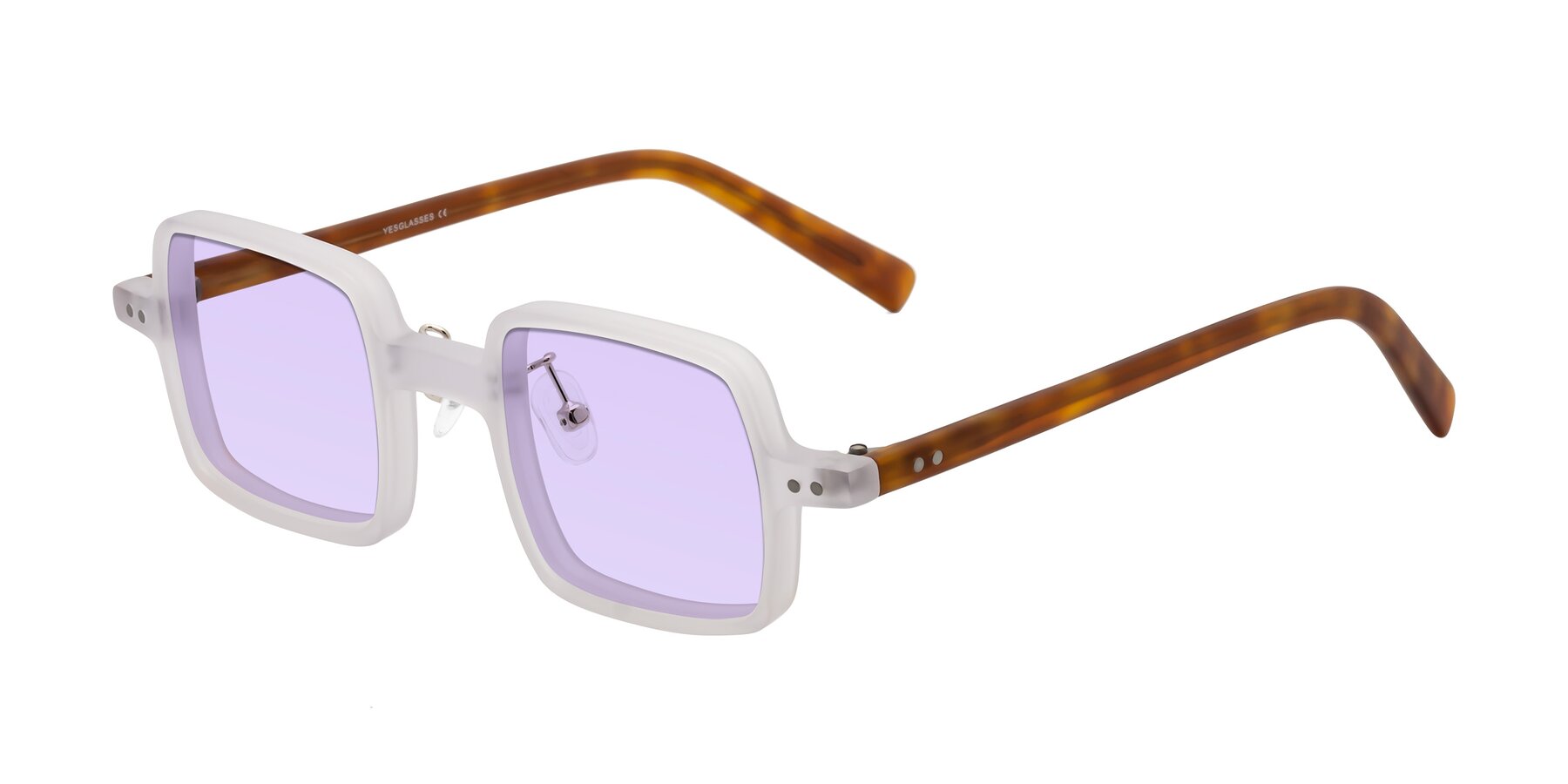 Angle of Nebula in Matte White with Light Purple Tinted Lenses