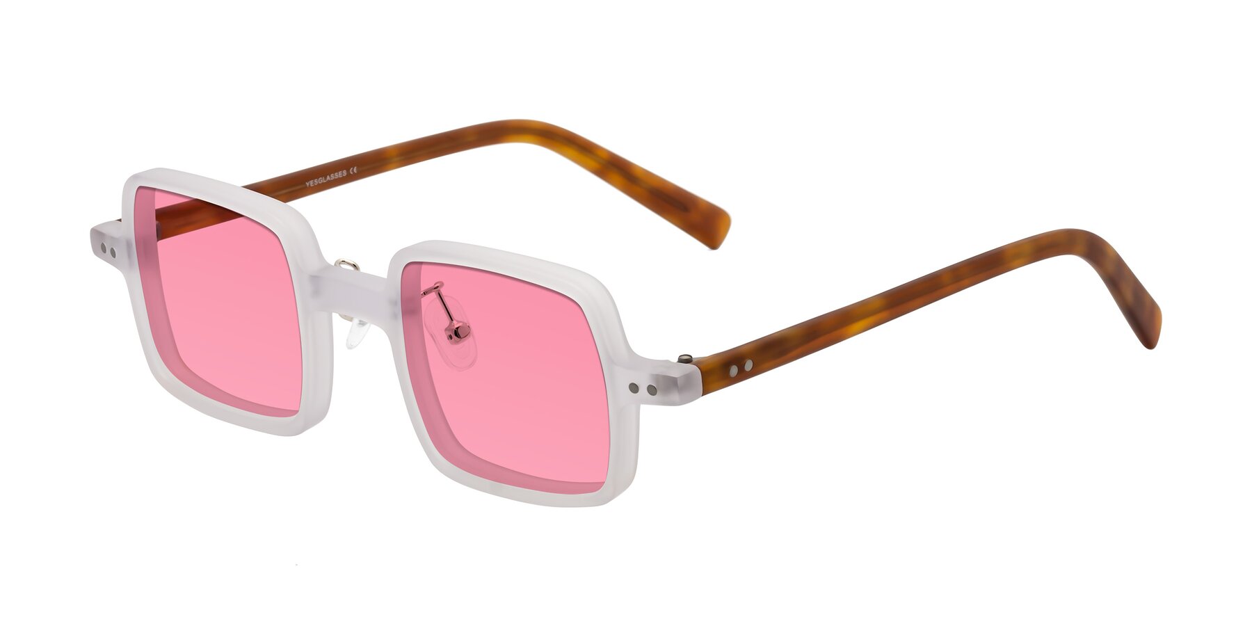 Angle of Nebula in Matte White with Pink Tinted Lenses